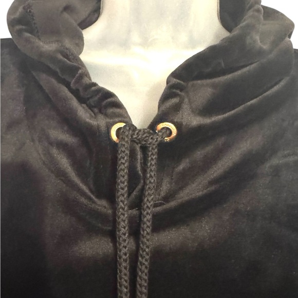 NWT GreenTea Midnight Black Velour Hoodie  MEDIUM   #7 - Picture 2 of 12